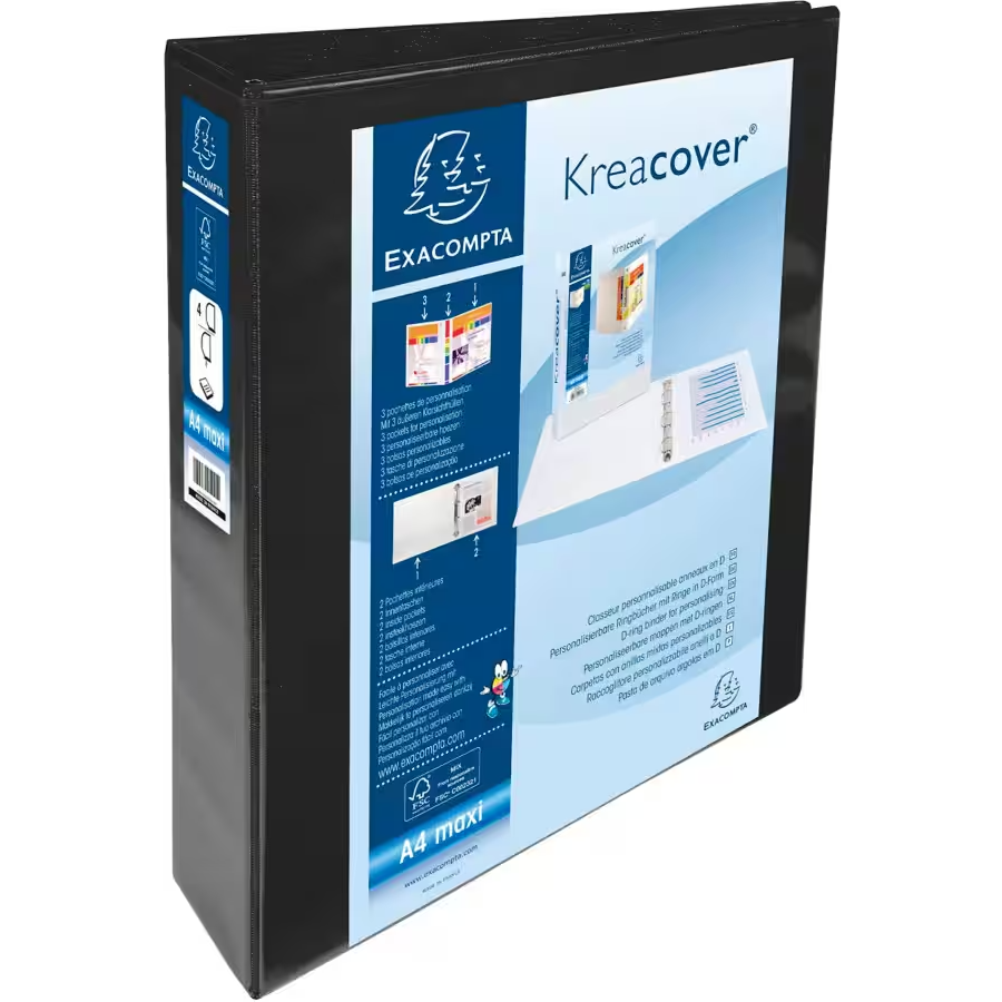 Exacompta 40 mm Ring Binder A4+ 4 Rings Black