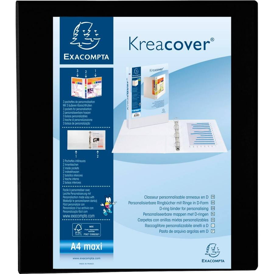 Exacompta 40 mm Ring Binder A4+ 4 Rings Black - Image 2