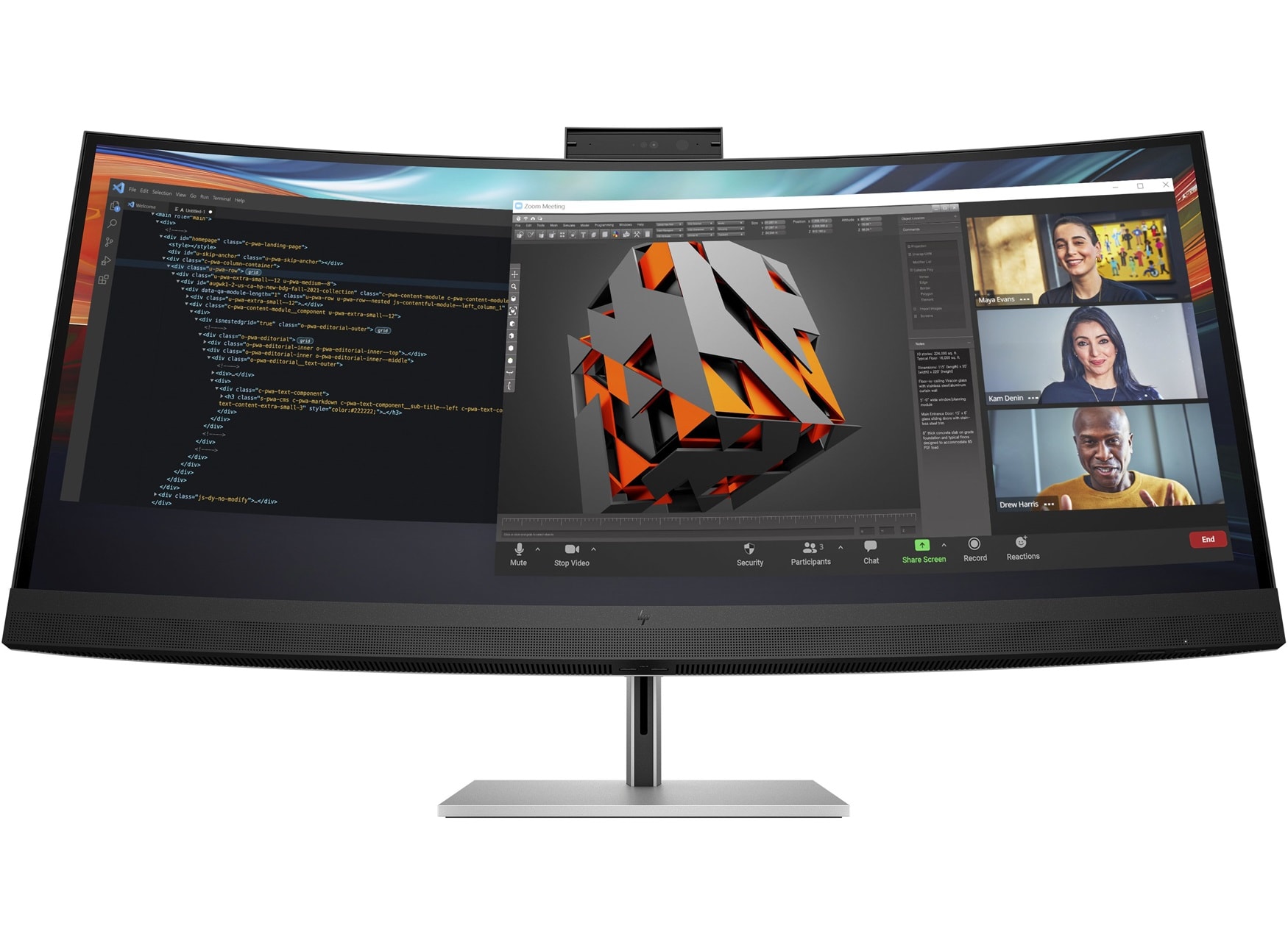 HP Series 7 Pro 39.7 inch 5K2K Conferencing Monitor-740pm