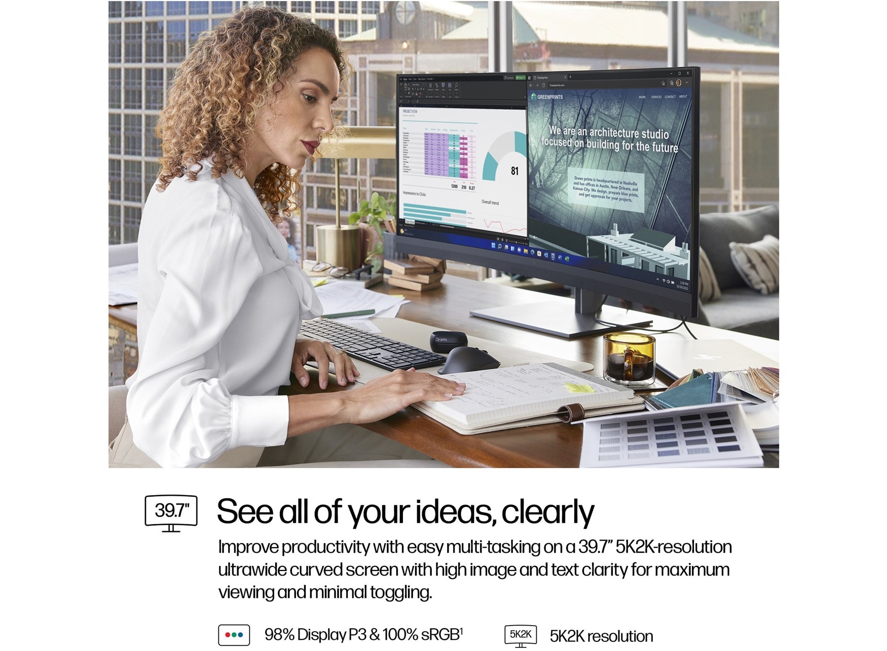 HP Series 7 Pro 39.7 inch 5K2K Conferencing Monitor-740pm - Image 11
