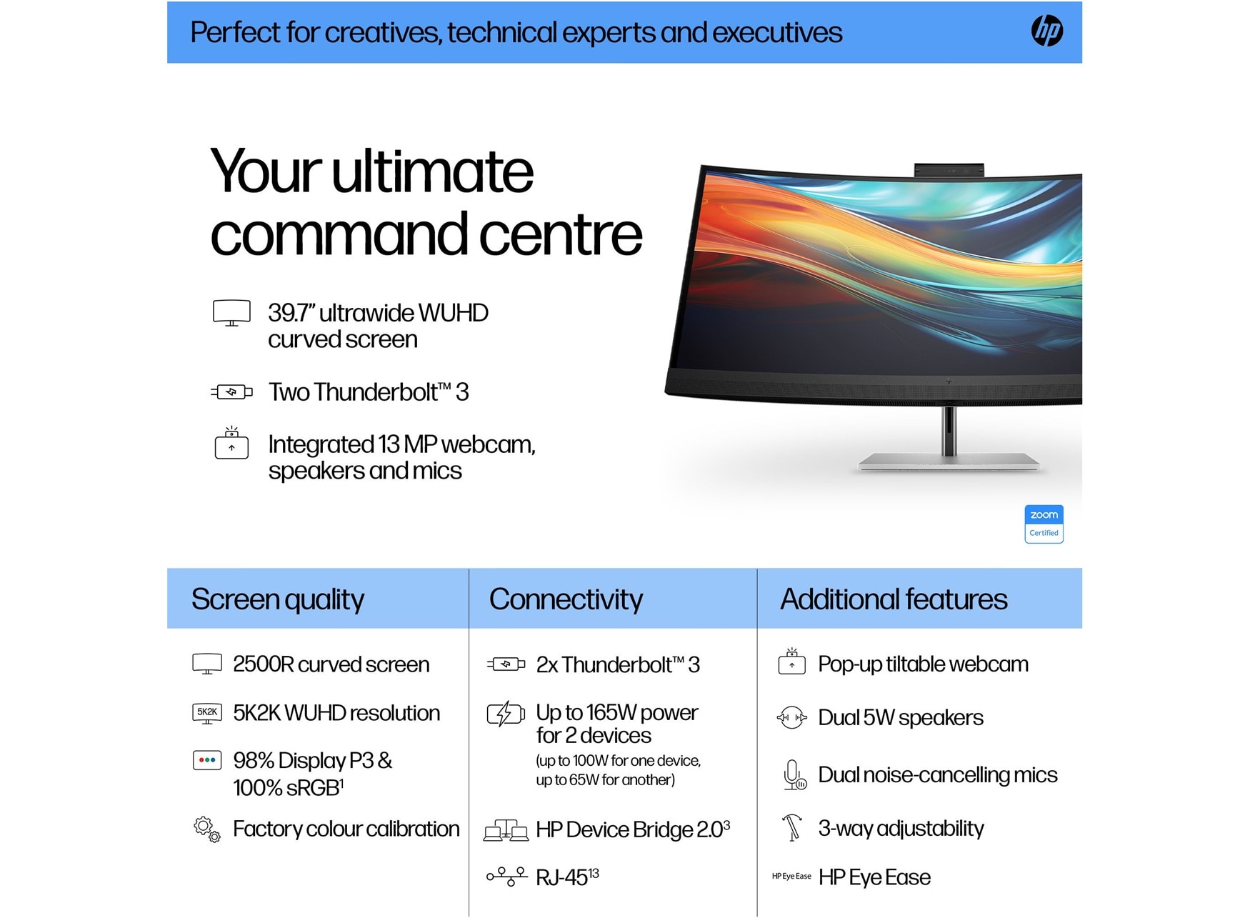 HP Series 7 Pro 39.7 inch 5K2K Conferencing Monitor-740pm - Image 9