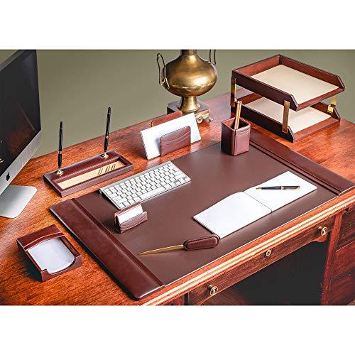 Dacasso D3420 Classic Leather Desk Set, 10pcs, Chocolate Brown